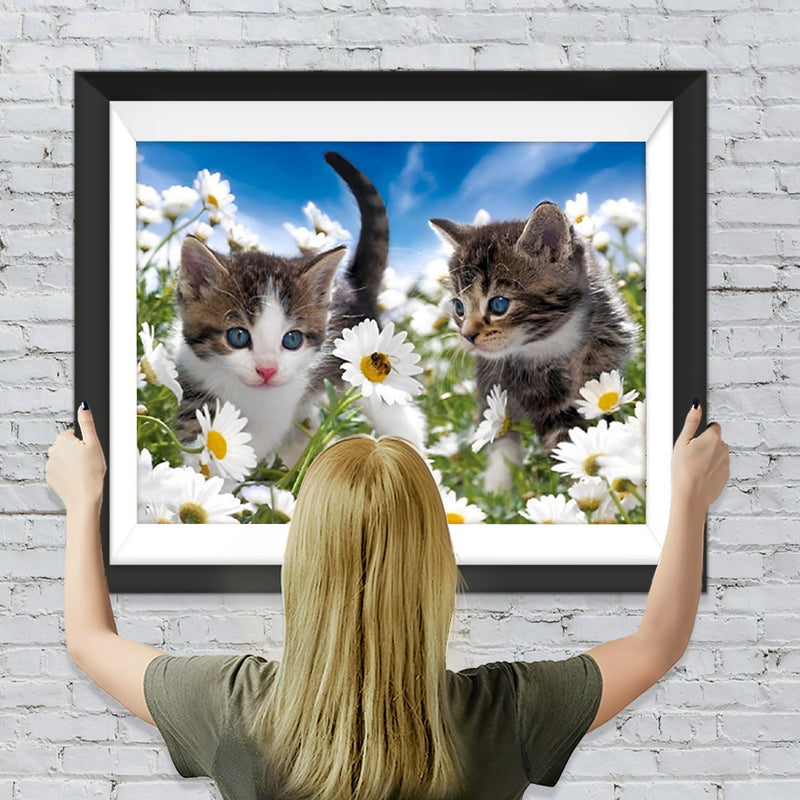 Katzen und Gänseblümchen Diamond Painting