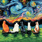Katzen und sternenklare Nacht Diamond Painting