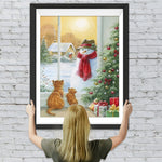 Katzen und Weihnachtsschneemann Diamond Painting