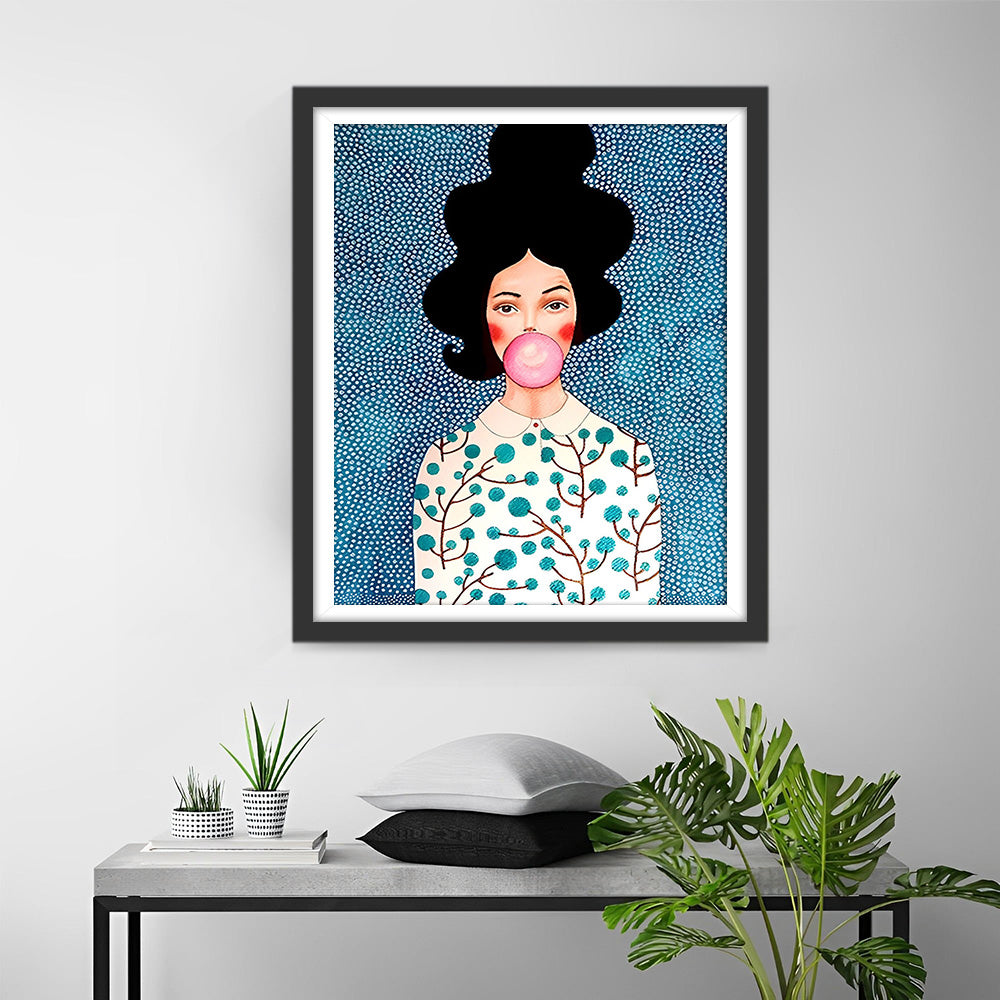 Kaugummi kauendes Mädchen Diamond Painting