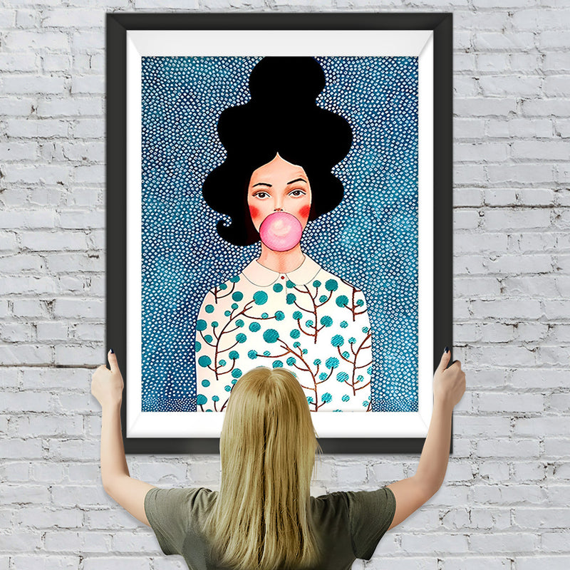 Kaugummi kauendes Mädchen Diamond Painting