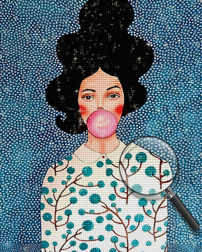 Kaugummi kauendes Mädchen Diamond Painting