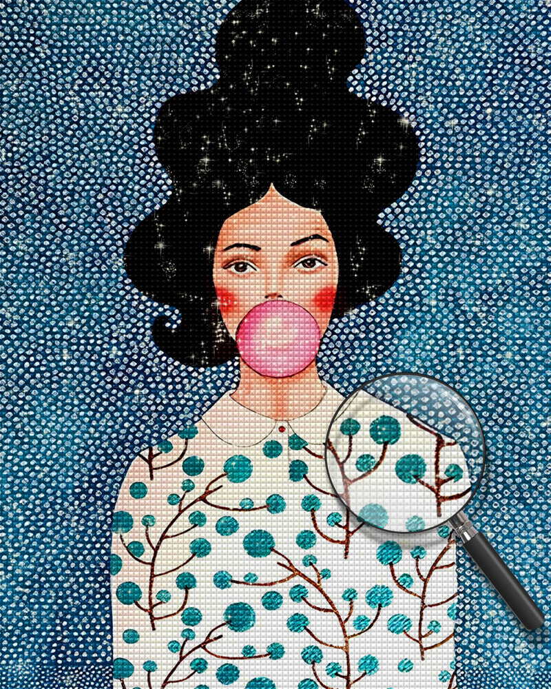 Kaugummi kauendes Mädchen Diamond Painting