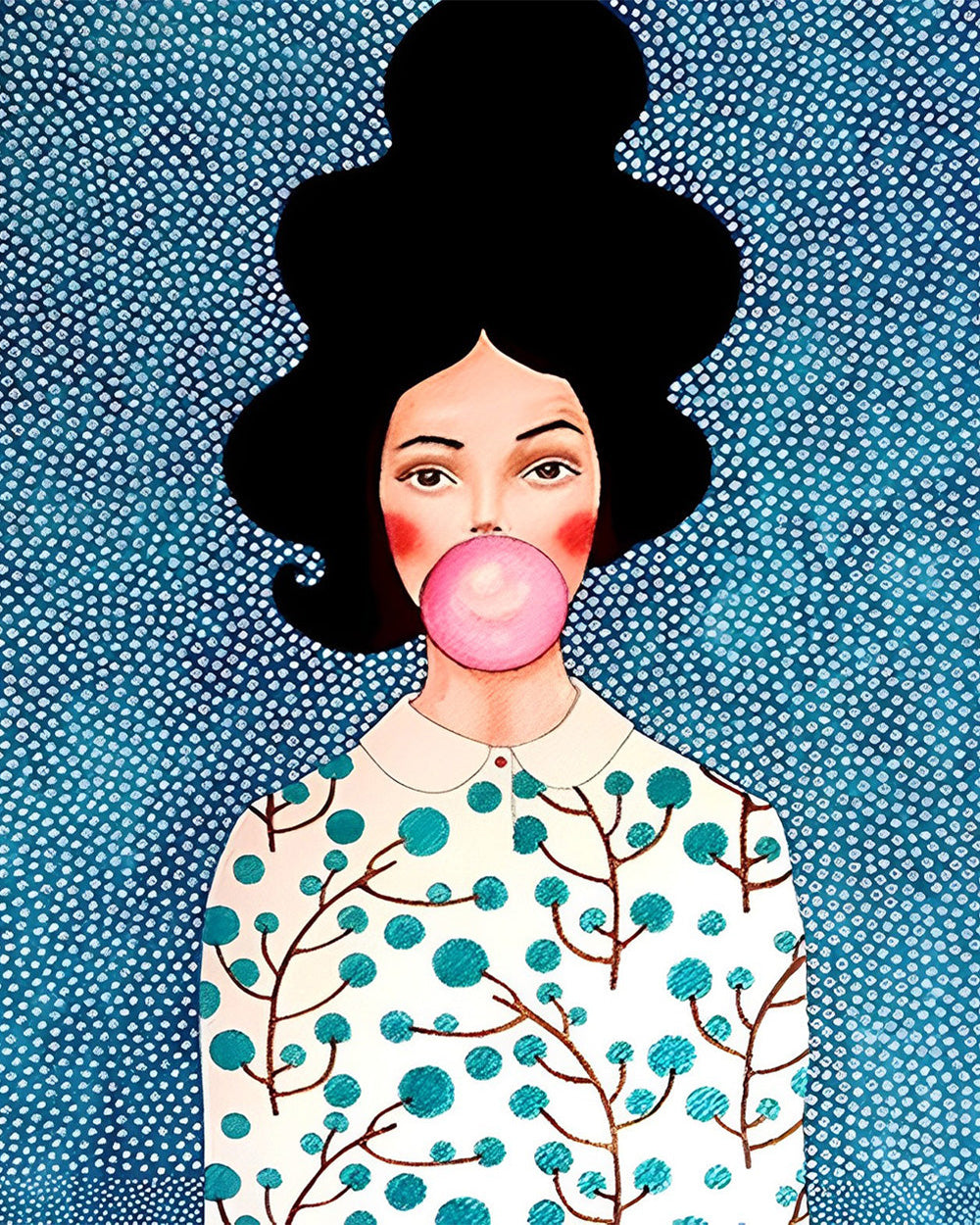 Kaugummi kauendes Mädchen Diamond Painting