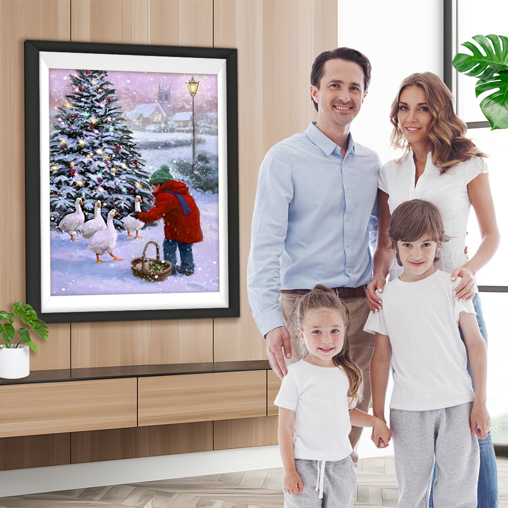 Kind Gänse Weihnachtsbaum Diamond Painting