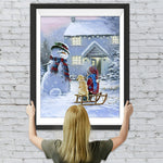 Kind Hund Weihnachtsschneemann Diamond Painting