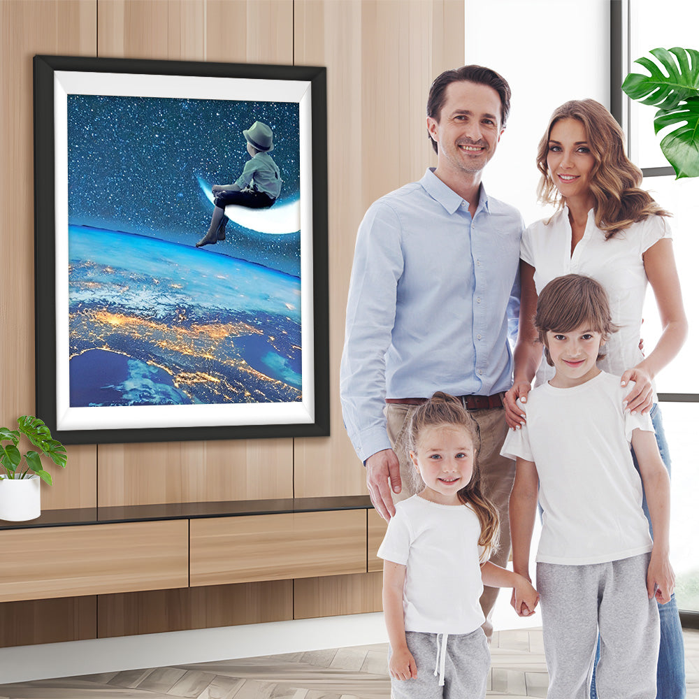 Kind, Mond und Weltraum Diamond Painting