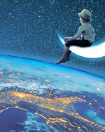 Kind, Mond und Weltraum Diamond Painting