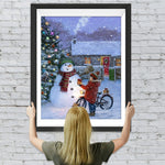 Kind Schneemann Weihnachtsbaum Diamond Painting