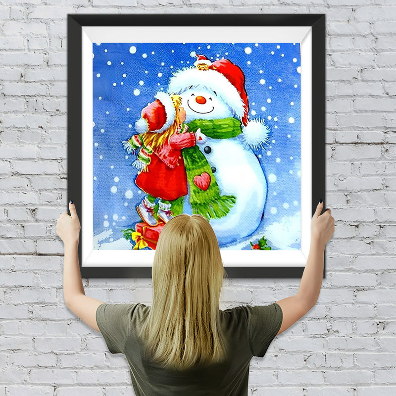 Kind und Weihnachtsschneemann Diamond Painting