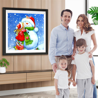 Kind und Weihnachtsschneemann Diamond Painting