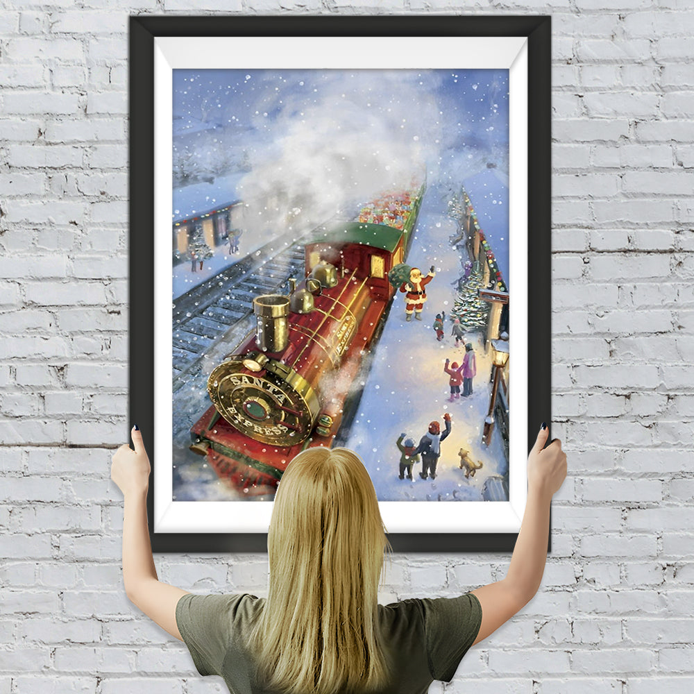 Kinder Geschenkzug Weihnachtsmann Diamond Painting