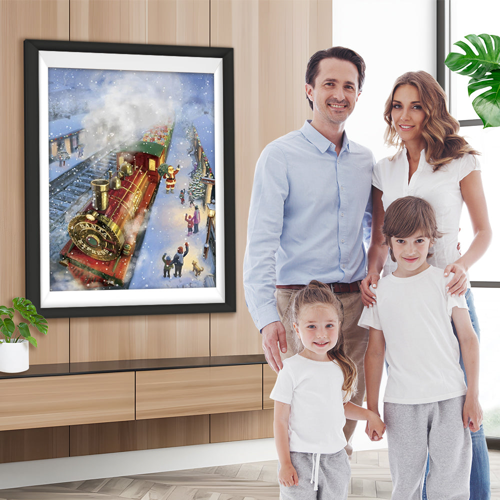 Kinder Geschenkzug Weihnachtsmann Diamond Painting