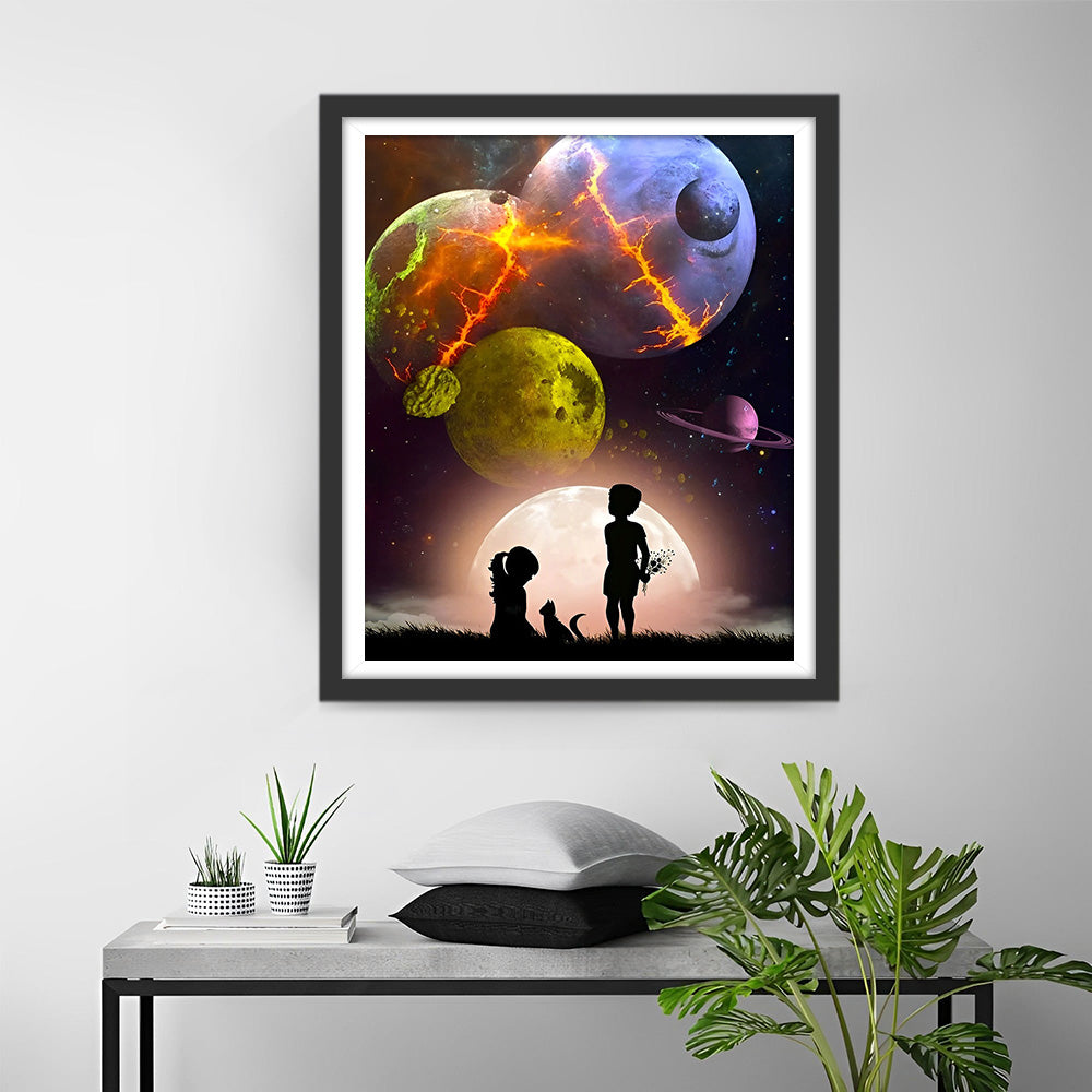 Kinder unter den Planeten Diamond Painting