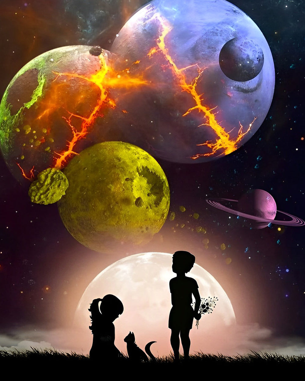 Kinder unter den Planeten Diamond Painting