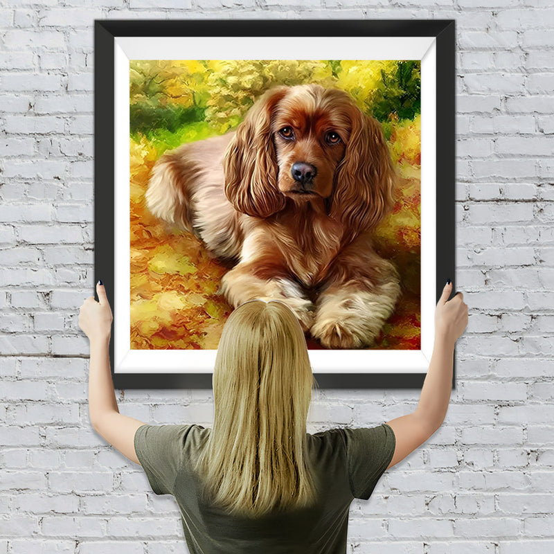 King Charles Spaniel auf dem Boden Diamond Painting