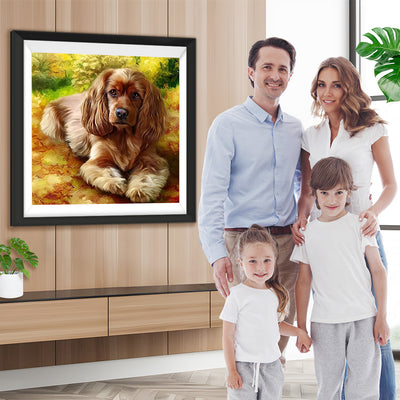 King Charles Spaniel auf dem Boden Diamond Painting