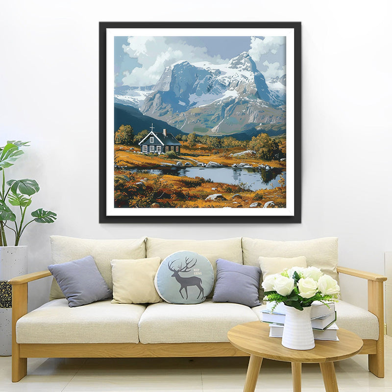 Kirche in den Bergen Diamond Painting
