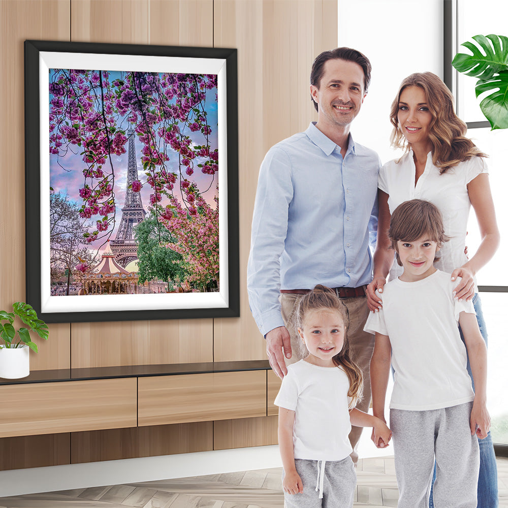 Kirschbäume und Eiffelturm Diamond Painting