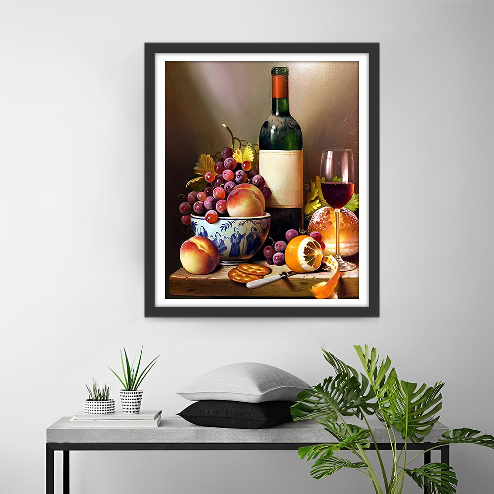 Klassischer Wein und Obst Diamond Painting