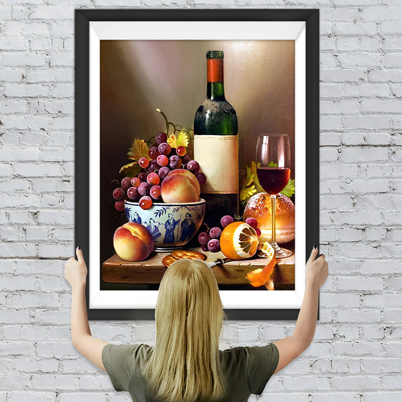 Klassischer Wein und Obst Diamond Painting
