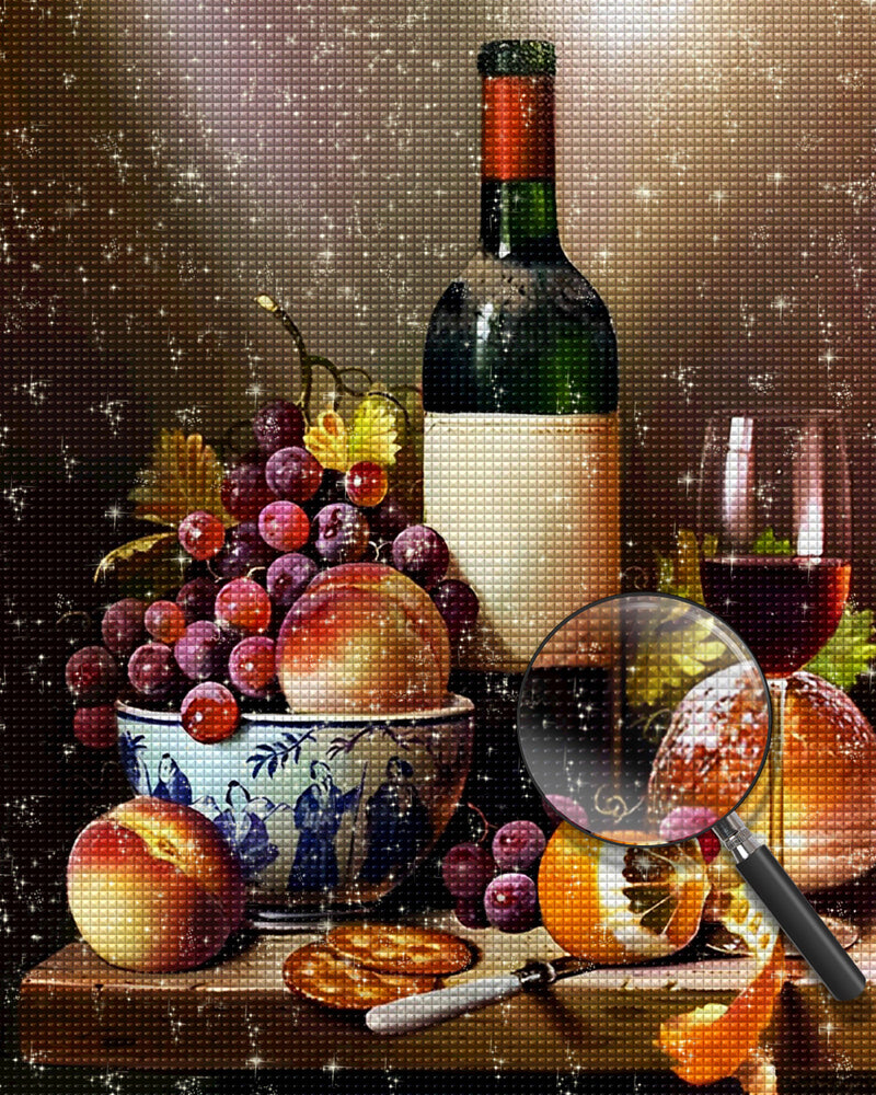 Klassischer Wein und Obst Diamond Painting