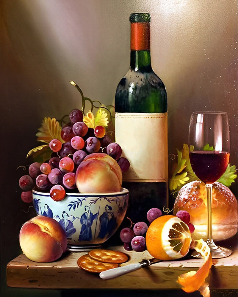 Klassischer Wein und Obst Diamond Painting