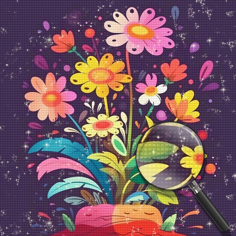 Kleine Blumen im Topf Diamond Painting