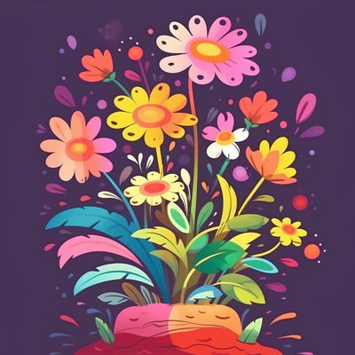 Kleine Blumen im Topf Diamond Painting