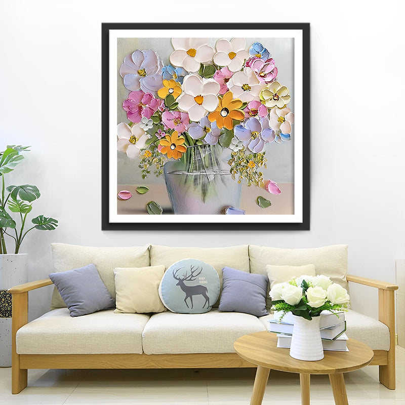 Kleine Blumen in der Glasflasche Diamond Painting