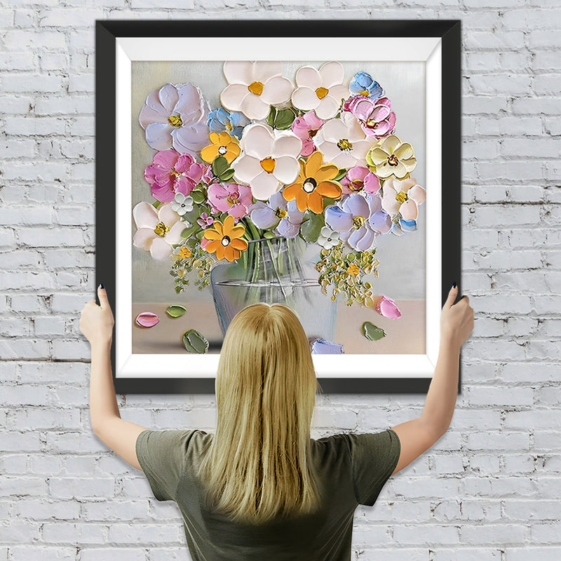 Kleine Blumen in der Glasflasche Diamond Painting