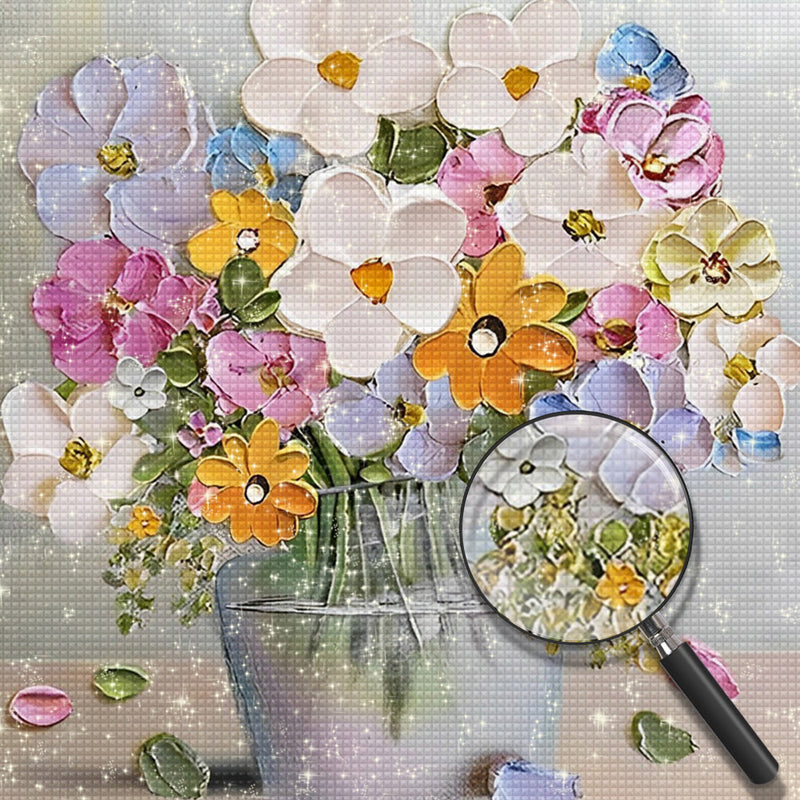 Kleine Blumen in der Glasflasche Diamond Painting