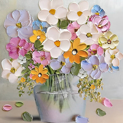 Kleine Blumen in der Glasflasche Diamond Painting