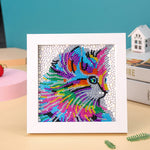 Kleine bunte Katze Mini-Kristallpünktchen Diamond Painting