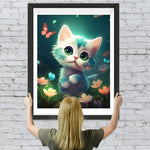 Kleine Katze und Blumen Diamond Painting