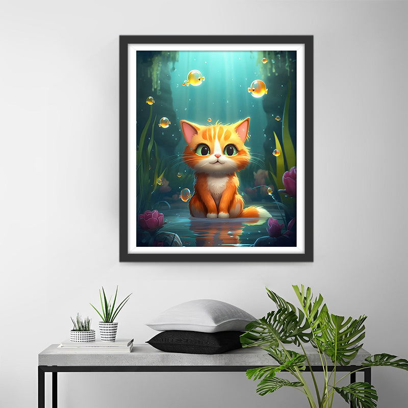 Kleine orangefarbene Katze Diamond Painting