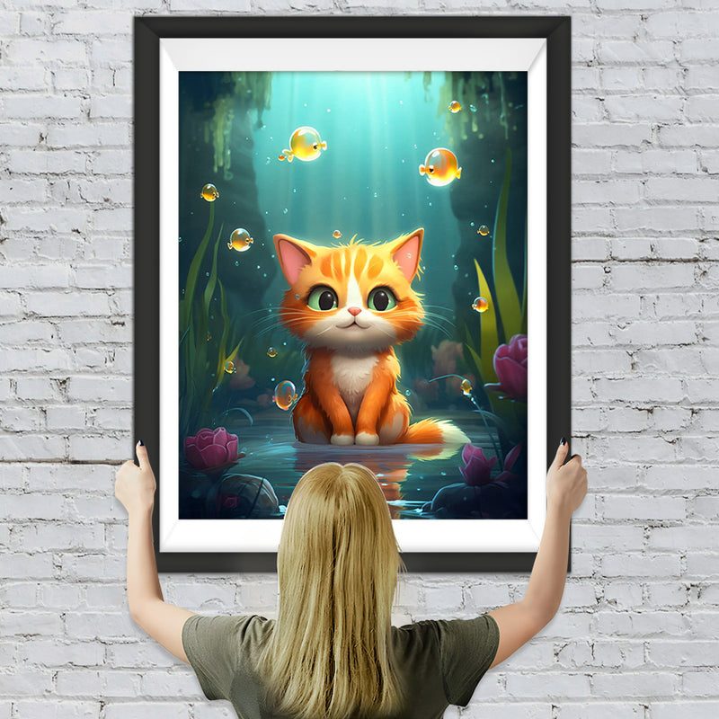 Kleine orangefarbene Katze Diamond Painting