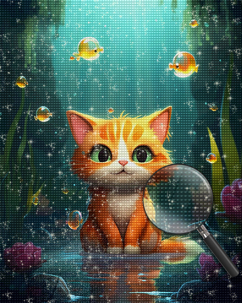 Kleine orangefarbene Katze Diamond Painting