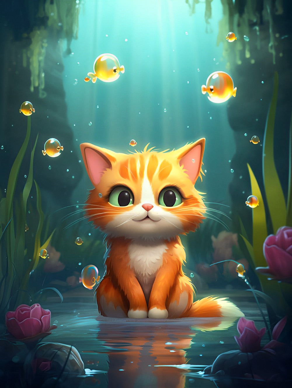 Kleine orangefarbene Katze Diamond Painting