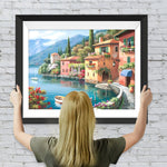 Kleine Stadt am Meer und Boots Diamond Painting