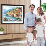 Kleine Stadt am Meer und Boots Diamond Painting