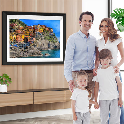 Kleine Stadt neben Klippen in Italien Diamond Painting