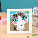 Kleine weiße Katze Mini-Kristallpünktchen Diamond Painting