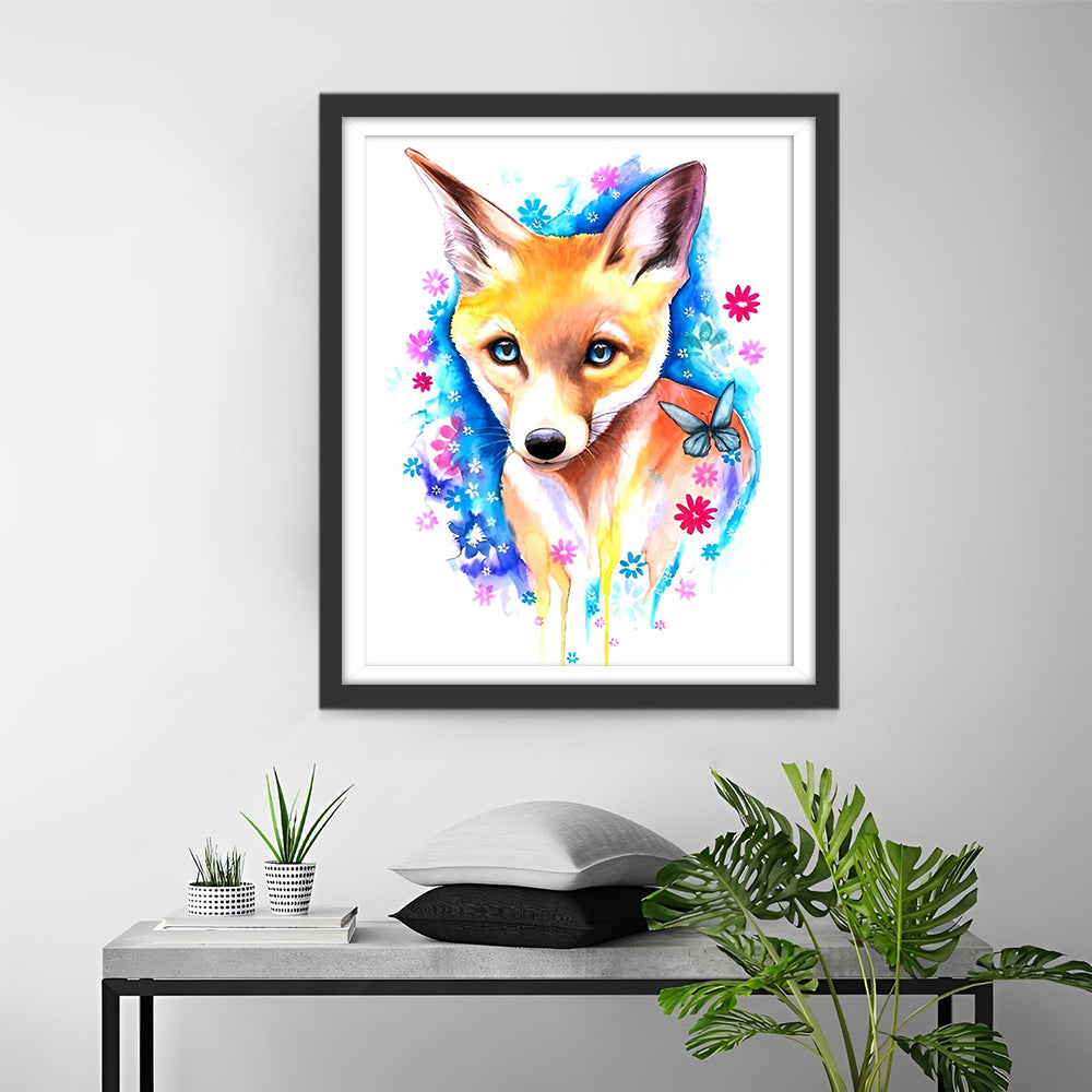 Kleiner Fuchs und Blumen Diamond Painting
