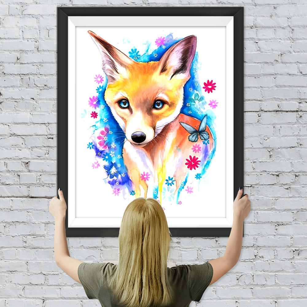 Kleiner Fuchs und Blumen Diamond Painting