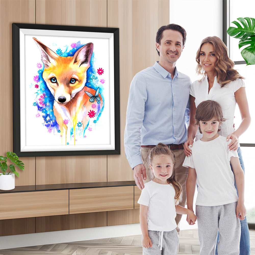 Kleiner Fuchs und Blumen Diamond Painting
