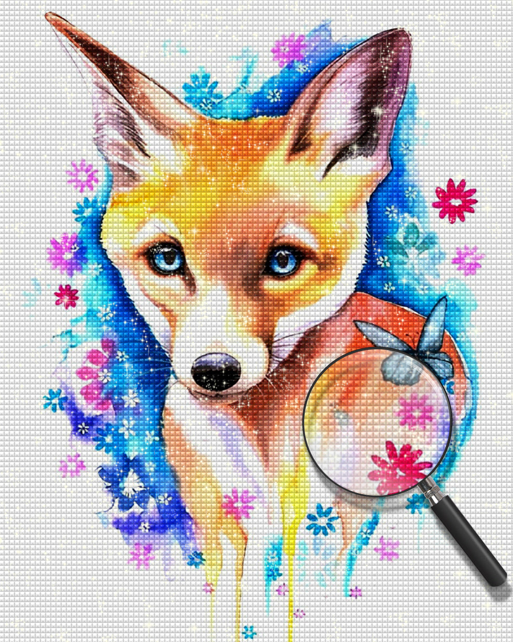 Kleiner Fuchs und Blumen Diamond Painting