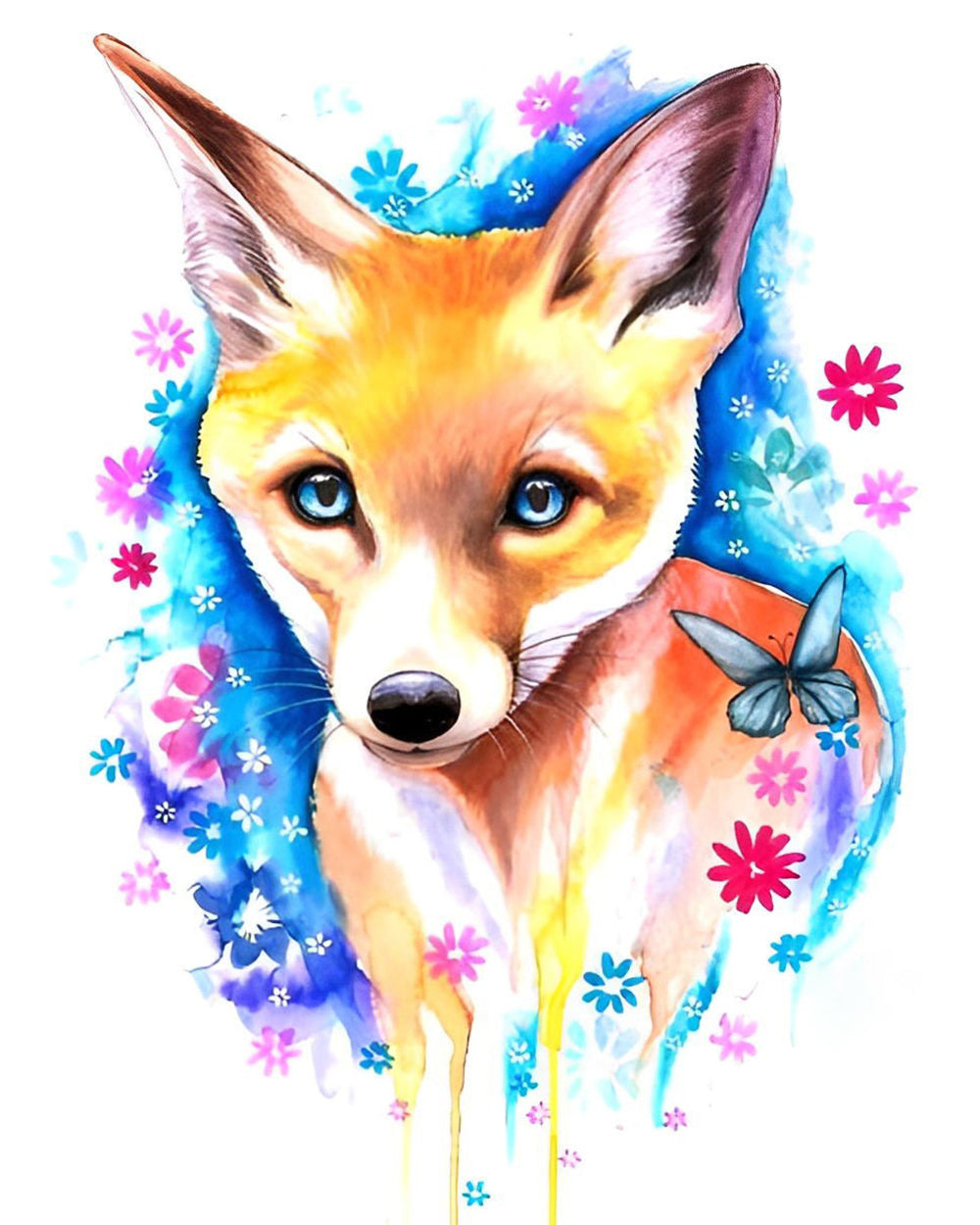 Kleiner Fuchs und Blumen Diamond Painting