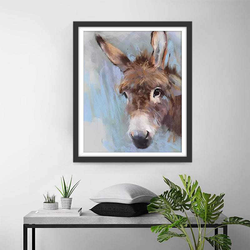 Kleiner grauer Esel piepsend Diamond Painting