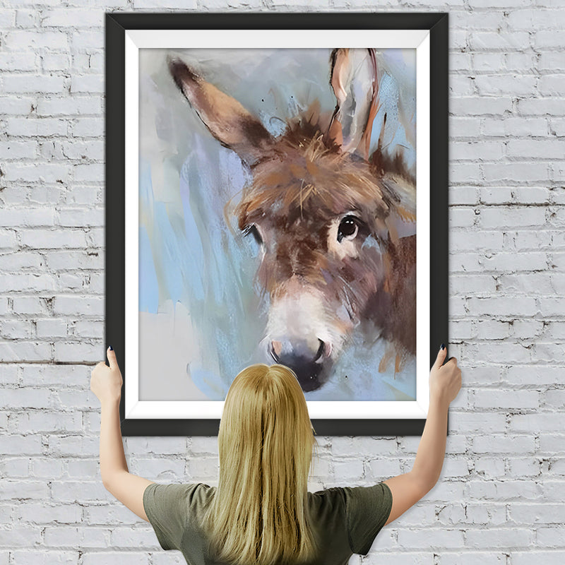 Kleiner grauer Esel piepsend Diamond Painting